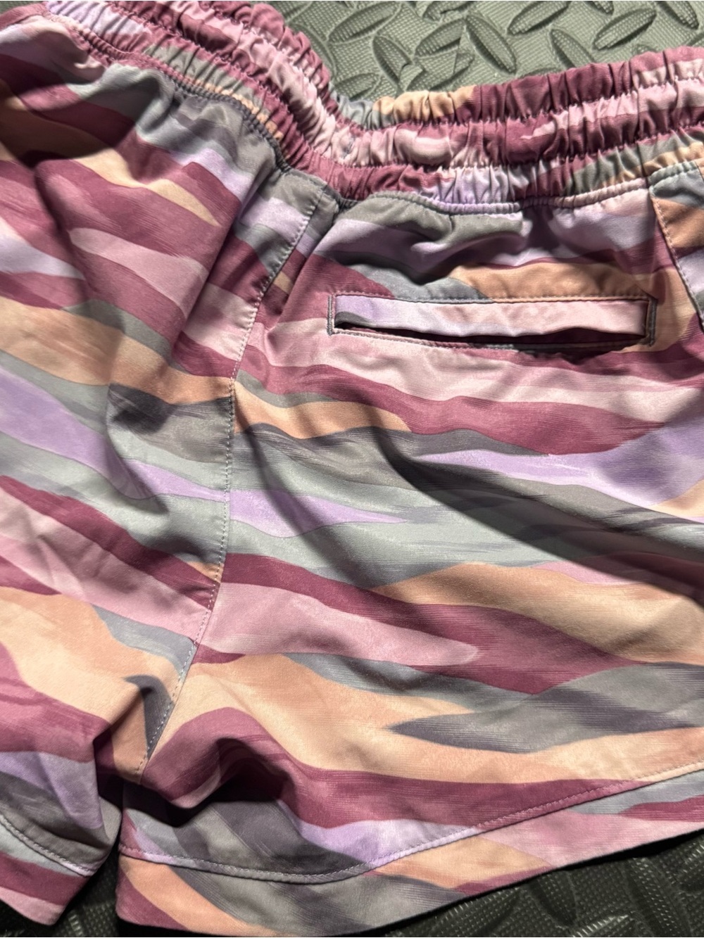 Athleta Girl Athletic Running Shorts Pink Purple Abstract Print Size Large 12 - Picture 9 of 11